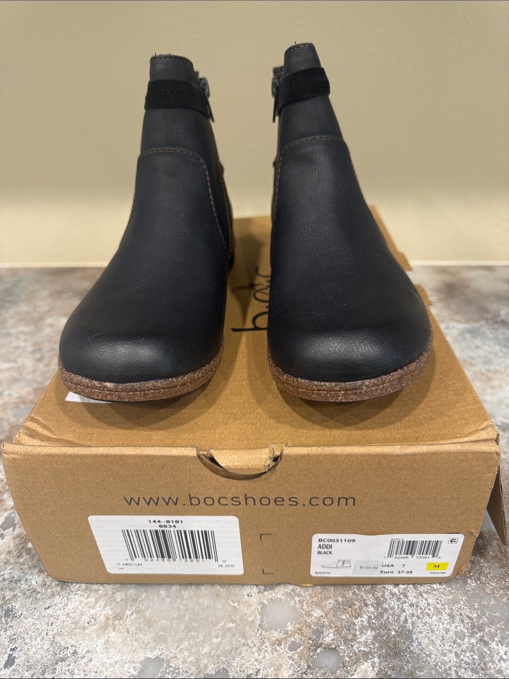 boc Black Women's Ankle Booties with Cork-Look Sole